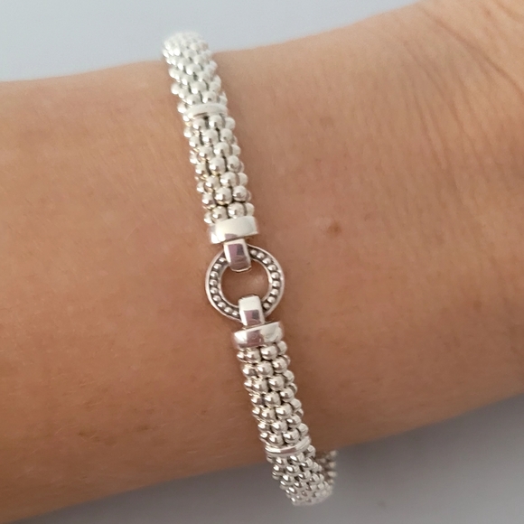 LAGOS Sterling Silver Circle Station 6mm Caviar Rope Bracelet 7.5" - Picture 5 of 10